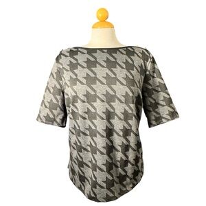 Liz Claiborne Gray Houndstooth Short Sleeve Top